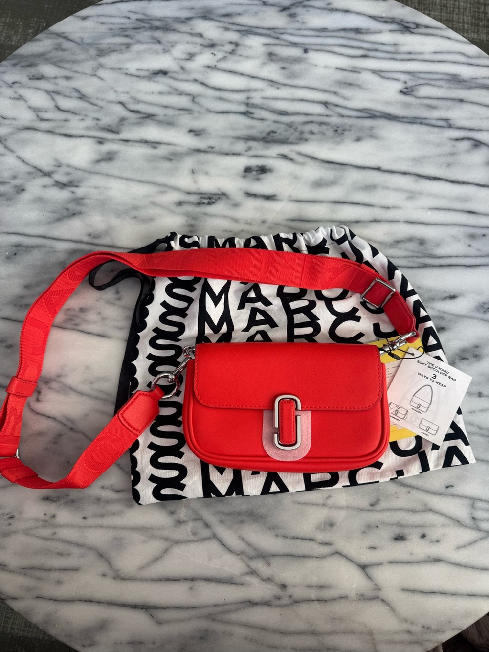 NWT- Marc Jacobs Small Crossbody Bag in Electric Orange with Logo Strap - Picture 2 of 13